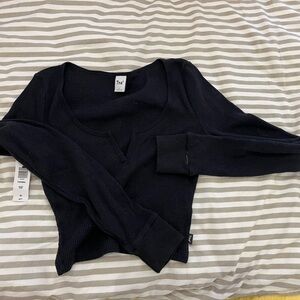 TNA Black Waffle Knit Long Sleeve